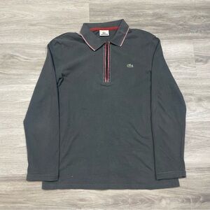 Lacoste Charcoal Long Sleeve 1/4 zip polo made in france size 4/US M